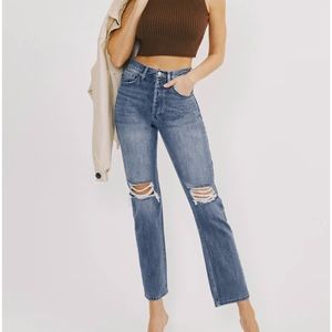Kancan Dixon Ultra High Rise 90's Boyfriend Jeans Distressed 9/28